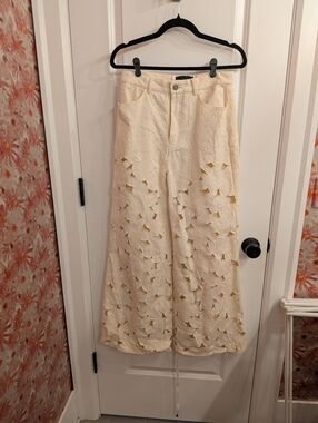 Cynthia Rowley Cream Cut Out Jeans NWT